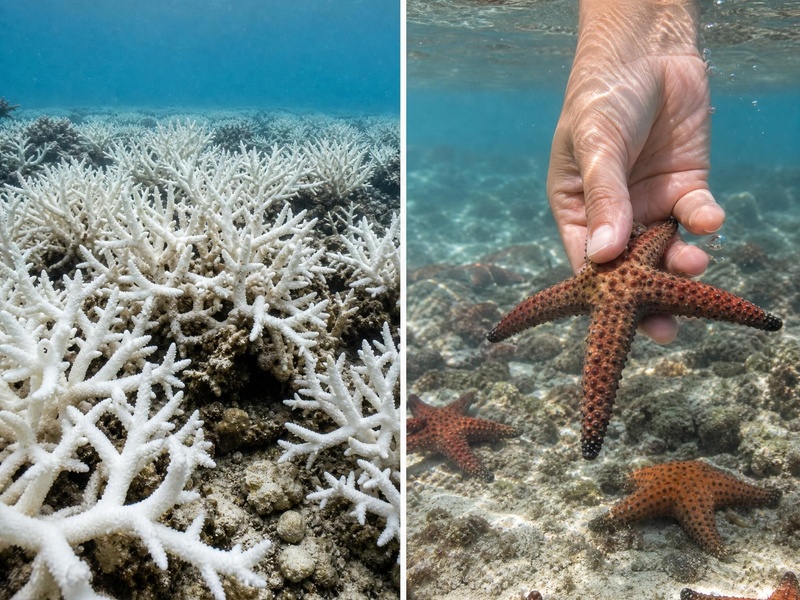 Blanchir ou toucher les coraux &amp; les étoiles de mer
