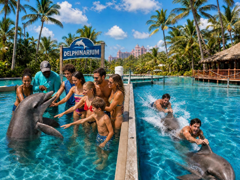 Nager avec les animaux en captivité (delphinarium, lagoonarium)
