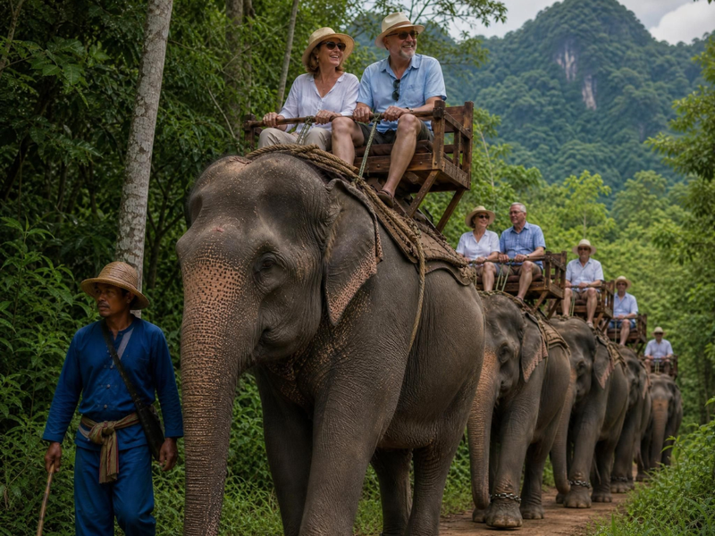 Balade à dos d'éléphants
