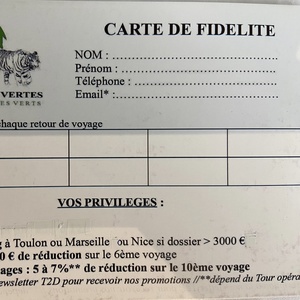 Notre carte de fidélité