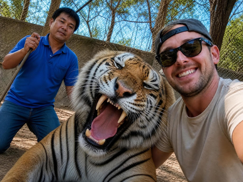 Selfie avec la faune sauvage en captivité
